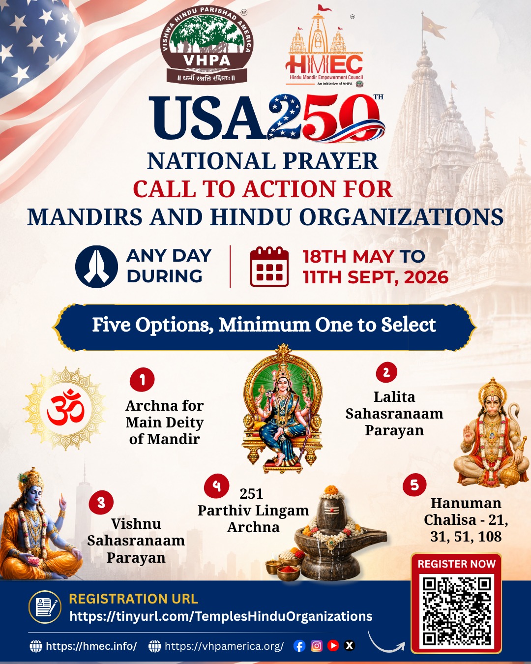 USA250 NATIONAL PRAYER CALL TO ACTION FOR MANDIRS AND HINDU ORGANIZATIONS